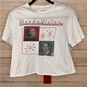 ✨Marvel WandaVision Oversized Crop Top – Jr’s Large – White Red Graphic